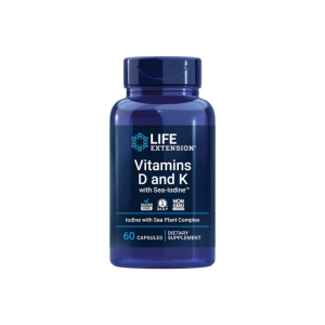 Life Extension Vitamins D and K with Sea-Iodine 60 Caps Bone Immune Support
