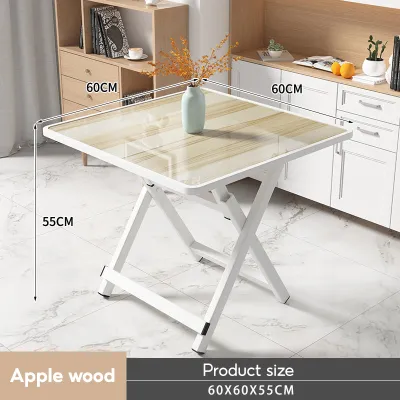IMMUNI Folding table household small rectangular simple and easy to function with wheels moving dining table 4 people