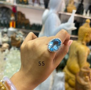 แหวนบลูโทพาส ตัวเรือนเงินแท้ ช่วยสร้างความสงบ