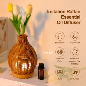 Floweroma Rattan Style Aromatherapy Humidifier Essential Oil Diffuser With Warm Night Light