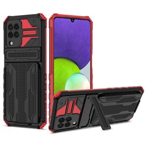 Luxury Armor Bumper Hard Back Cover for Samsung Galaxy A22 A32 A12 A02 A03S A13 A52 A52S 5G A72 A51 A31 A10S A20S A21S Case Multifunction Stand Holder Card Pocket Bag Men Women Phone Protection Cases