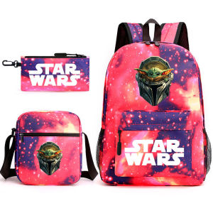Hot Sale Yoda Babys Backpack Cartoon Satchel Pencil  Heat Transfer Patch Printing Three-Piece Childrens Schoolbag