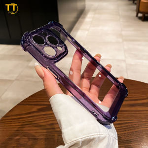 Tri-Town Hard Transparent Four Corners Thickened Shockproof Phone Case For iPhone 18 17 16 15 14 13 11 12 Pro Max XS XR X 8 7 Plus Anti-fall Clear Phone Casing Simple Silicone Phone Cover Shell