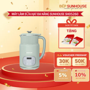 MÁY LÀM SỮA HẠT ĐA NĂNG 7IN1 SUNHOUSE SHD5260 - Công suất 600W Dung tích 800ml BH chính hãng