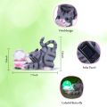 HUYIENO Patung Taman Suria Luaran Lampu Hiasan Kucing Hiasan Taman Kalis Air dengan Lampu Bola Solar Retak  Pemindahan Rumah untuk Halaman, Teras, Rumput. 