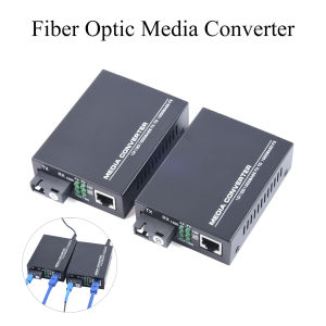 3Km HTB-GS-03 Gigabit Fiber Optical Media Converter 10/100/1000Mbps Single Mode to RJ45 UPC/APC SC-Port External With US/EU Power Supply