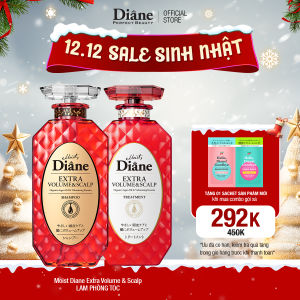 Combo dầu gội xả làm phồng tóc dành cho tóc mỏng thưa tóc xẹp Moist Diane Extra Volume & Scalp 450ml*2