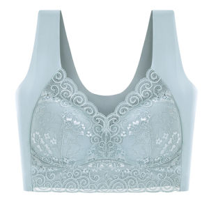 [Veimia]- Plus Size Womens Bra Wire-Free Push Up Lace Underwear Anti-Sagging Side Support Adjustable Brassiere Lingerie