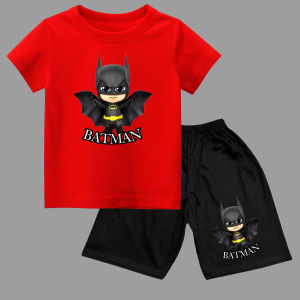 setelan celana pendek dan kaos oblong anak1-10tahun sablon karakter batman bahan katun combed lembut