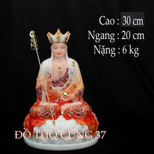 [ CAO 30 CM ] TƯỢNG ĐỊA TẠNG ÁO XANH  VÀNG CAM - CHẤT LIỆ  BỘT ĐÁ THẠCH ANH CAO CẤP - HÀNG NHẬP KHẨU