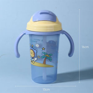 Cartoon Cute Sippy Cup with Straw Portable Drinking Bottle with Handle for Kids Straw Bottle