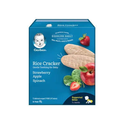 Bánh Gạo Ăn Dặm Gerber Hữu Cơ Vị Hoa Quả Bánh Ăn Dặm Tập Cầm Năm Dành Cho Bé Từ 7 Tháng 48g - Bibo Mart