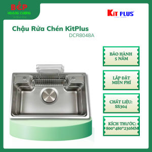 Chậu Rửa Bát 1 Hố KITPLUS DCR8048A – Bề Mặt Dập Nổi Chống Xước – Lòng Sâu Thuận Tiện –Bảo Hành 5 Năm