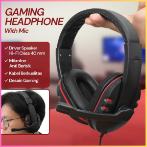 HEADPHONE GAMING SOYTO SY830MV GAMING HEADSET VOLUME STEREO DAN MIC WITH LED LIGHT FOR LAPTOP PC