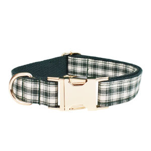 New plaid series dog collar leash and buckle set – pet supplies dog neck collar Dog pen can be customized 1 Engraving