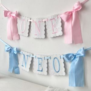 LUZMAR Bowknot One-Year-Old Birthday Cap Pink Blue Embroidery First Birthday Garland Creative Plush Ball Birthday Hat First Birthday