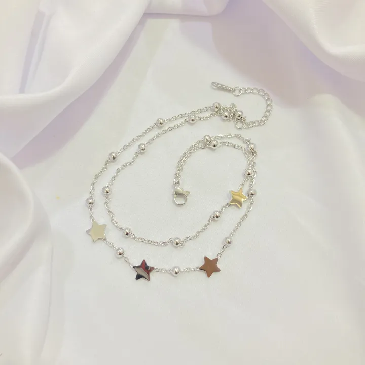 Noin%20Gelang%20Kaki%20Titanium%20Asli%20Anti%20Luntur%20Double%20Layered%20Little%20Star%20Untuk%20Wanita%20Korea%20GLK21%20-%20Image%204
