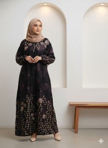 gamis rayon/dress rayon/ dress ld 105cm/ gamis rayon motif/ daily dress/ home dress rayon