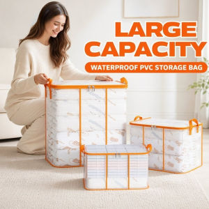 PVC Waterproof Storage Bag Large Capacity Clothes Blanket Organizer Foldable Wardrobe Box