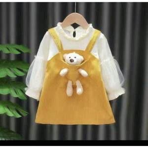Realpict Dress Import Premium Anak Perempuan Free Boneka Usia 1 Sampai 4 Tahun / Dress Terbaru Anak Perempuan / Dress Bayi / Dress Murah Mewah