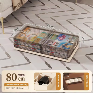 Under Bed Storage Box With Wheels and Lid Large-Capacity Wardrob Quilt Storage Toy Storage Organizer Box Home Clothes Quilt Under Bed Transparent Storage Box