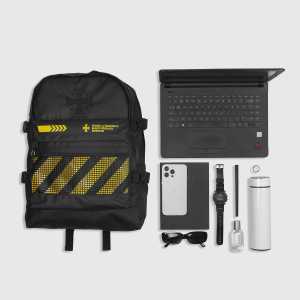 Ransel Waterproof GeGoH Yellow CrossBlack Tahan Air untuk Laptop 15-16 inci - Tas Pria Sekolah