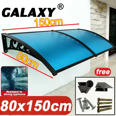 Mute Awning Canopy Shade Waterproof Sun Shelter Awning Front Door Windows Roofing With Frame 60*120/80*100/80*150cm Outdoor and Indoor Rain Cover Sun Protection Canopy Anti-UV Spliceable Sunshade