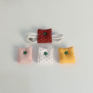 CONGMING Fabric Desktop Cable Organizer Tomato Shape Polka Dot Pattern Cord Storage Clip Portable Earphone Organizer Women Girls