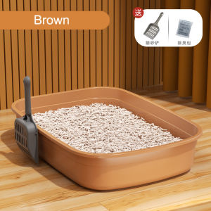 Cat Litter Box High Fence Splash-Proof Deepened Semi-Enclosed Kotak Sampah Kucing Keluli Tahan Karat