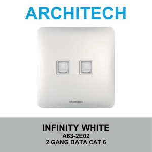 ARCHITECH INFINITY White A63-2E02 Stop Kontak/JACK 2 GANG Data Cat6
