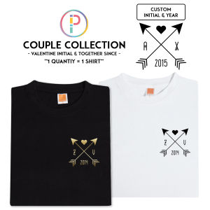 Valentines Initial & Together Since Year Custom Couple Tee T-shirt T Shirt Baju Arrow Love Heart Birthday Anniversary Gifts