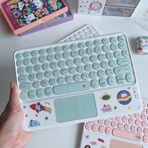 คีย์บอร์ดบลูทูธไร้สายใหม่ล่าสุดพร้อมทัชแพดแป้นพิมพ์ไทย-อังกฤษ คีย์บอร์ด เบาบาง ใช้ได้ทุกรุ่น for IOS/Android/Win เมาส์