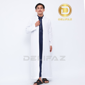 DELIFAZ Outer jubah pria muslim dewasa Gamis pria lengan panjang Jubah Slimfit AL-FAIZAN