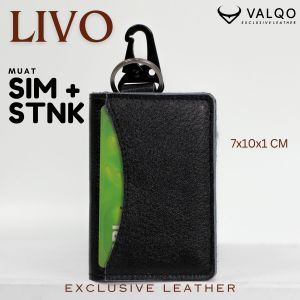 [VALQO] LIVO tc Dompet STNK dan SIM Gantungan kunci kulit sapi untuk Mobil Motor STNK SIM Kartu Tol