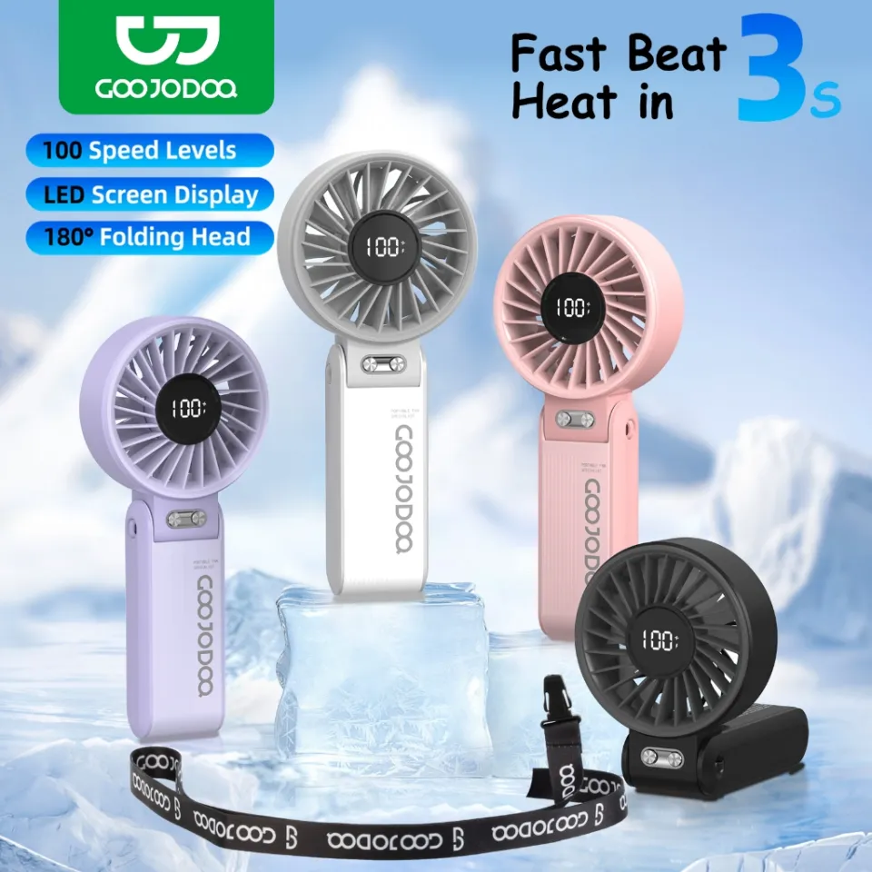 GOOJODOQ Mini Fan Portable Handheld Fan Rechargeable 4000mAh Battery  Foldable USB Electric Fans With 100-level Stepless Speed Wind For Summer  School