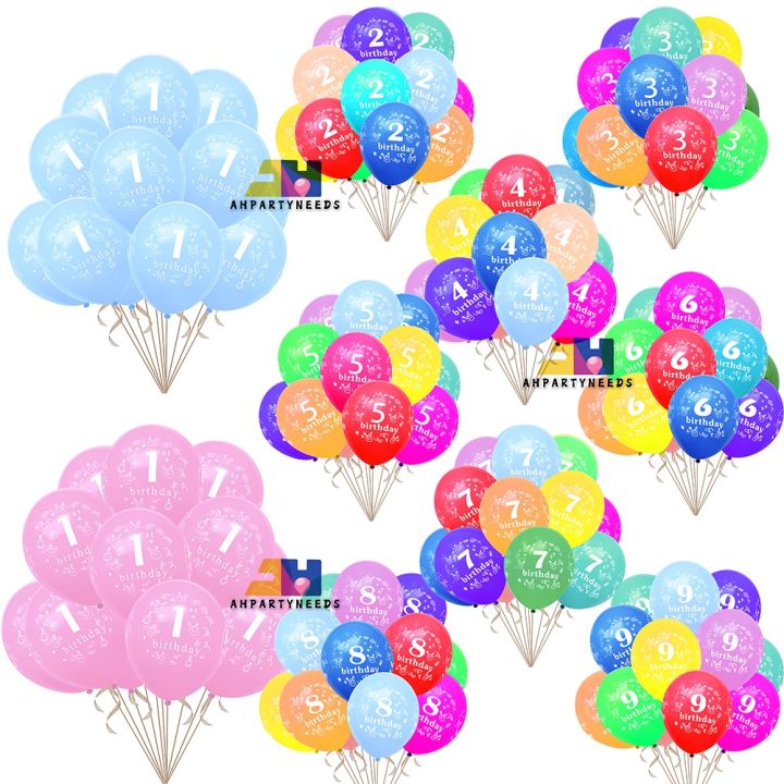 Size 12 Inches 1st -9th Year Old Happy Birthday Latex Printed Balloons ...