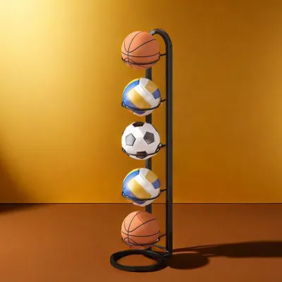 Basketball Storage Ring Basketball Storage Rack With Hooks Sport Equipment Storage Rack Ball Display Rack Detachable Football Volleyball Rugby Ball Stand Portable Indoor Holding For Gym Living Room Stadium