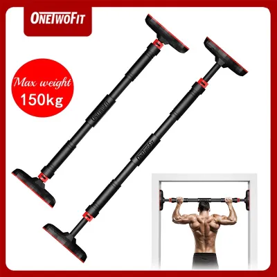 ONEITWOFIT pull-up bar with adjustable handles and footrests for maximum weight support of 150kg for home gym exercises