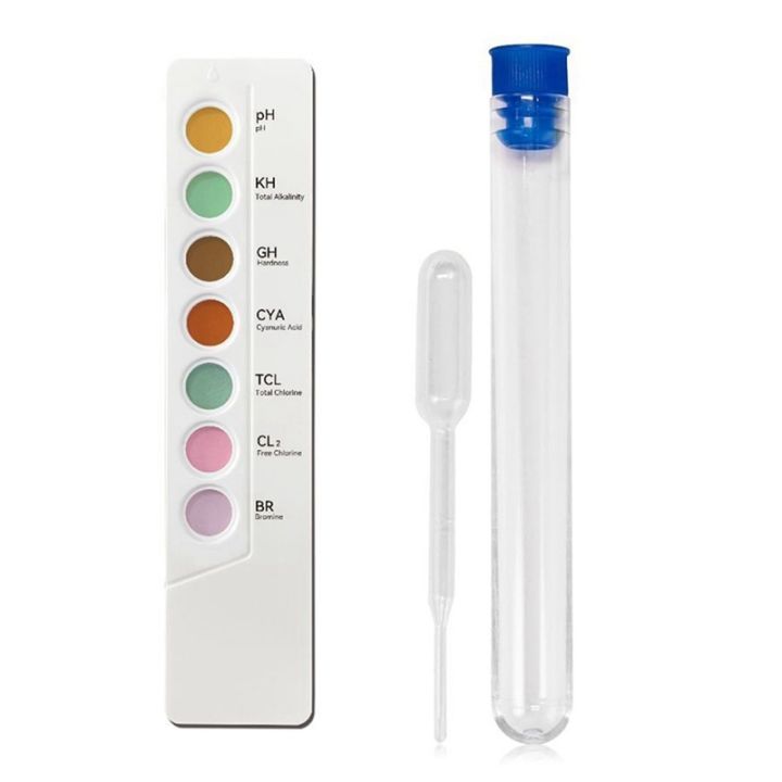 7 in 1 Pool Test Kit PH//GH/CYA///BR Water Chemical Testing Chlorine PH ...