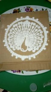 WHITE RANGOLI POWDER WITH RANGOLI PEN
