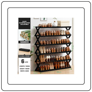 【JJ HOME】Minimalist Bamboo Shoe Rack Installation Free Collapsible Shoe Organiser Foldable