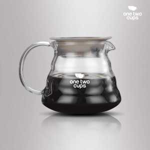 One Two Cups Coffee Server teko kopi V60 Drip Pour Over Borosilicate Glass
