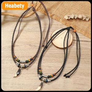 【2-3 days delivery】 Fashionable And Trendy Charm Wolf Tooth Pendant Woven Rope Necklace For Daily Wear And Travel Accessories