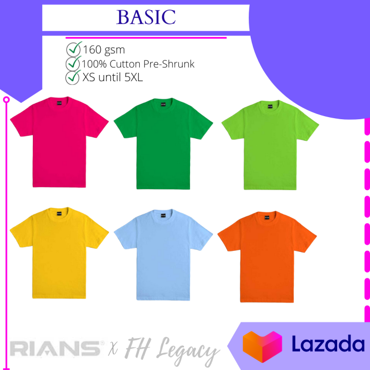 Ready Stock] RIANS (BASIC) COTTON PLAIN T-SHIRT KOSONG UNISEX