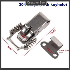 [Creative] Stainless steel 304 spring hasp toolbox toggle latches lock wood suitcase buckle hinges Furniture Hardware Accessories