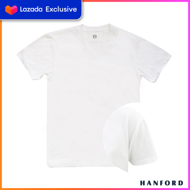 Hanford White T Shirt V Neck Men Hanford Men V-Neck Modern Fit