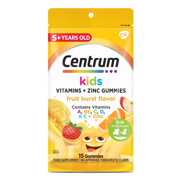 Centrum kids Vitamins + Zinc Gummies Fruit Burst Flavor 15 Gummies ...