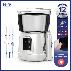 Waterpulse V700 Portable Water Flosser 5 Pressure Settings Oral Orrigator LED Touch Key with 5 Tips Compact Dental Water Flosser - White