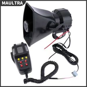 Speakers Loud 7-Sound Police Siren Air Horn Megaphone Tone Mic PA System Emergency Amplifier Hooter Car Warning Alarm Car