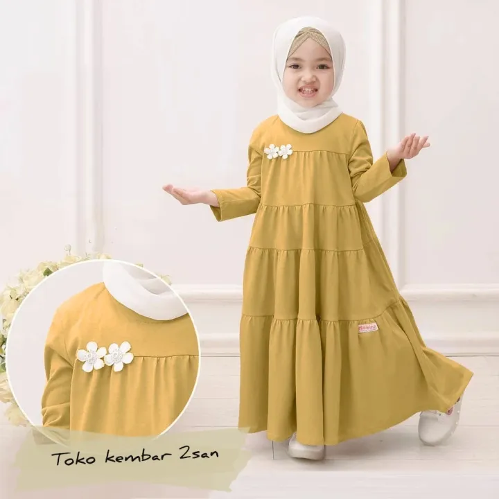 Gamis Anak susun polos  viral terbaru  murah dan terlaris 1-12 tahun balita anak tanggung remaja baju muslim jersey polos
